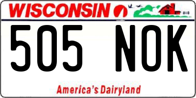 WI license plate 505NOK