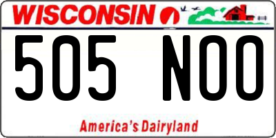 WI license plate 505NOO