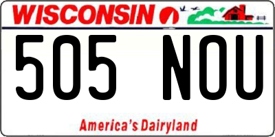 WI license plate 505NOU