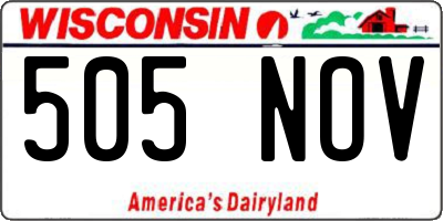 WI license plate 505NOV