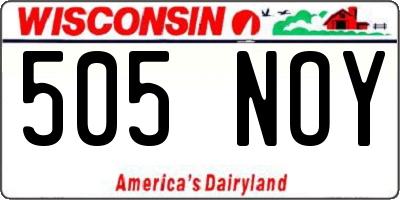 WI license plate 505NOY