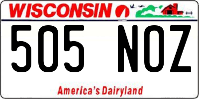 WI license plate 505NOZ