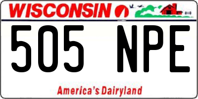 WI license plate 505NPE