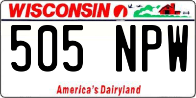 WI license plate 505NPW