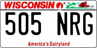 WI license plate 505NRG
