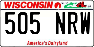 WI license plate 505NRW