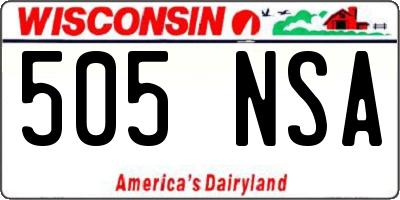 WI license plate 505NSA