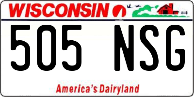 WI license plate 505NSG