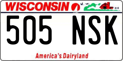 WI license plate 505NSK