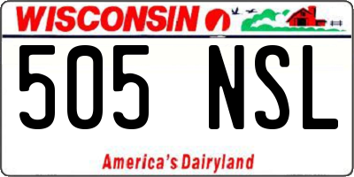 WI license plate 505NSL