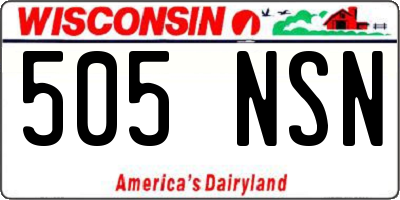 WI license plate 505NSN