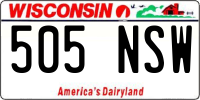 WI license plate 505NSW
