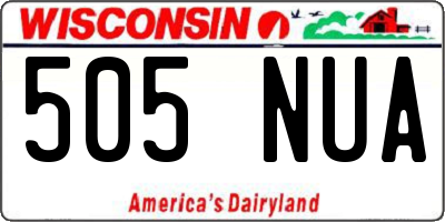WI license plate 505NUA