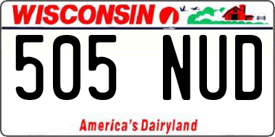 WI license plate 505NUD