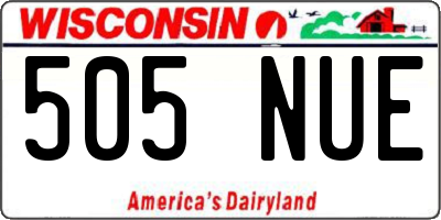 WI license plate 505NUE