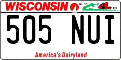 WI license plate 505NUI