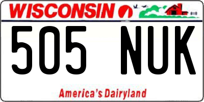 WI license plate 505NUK
