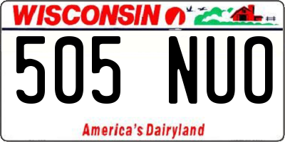 WI license plate 505NUO