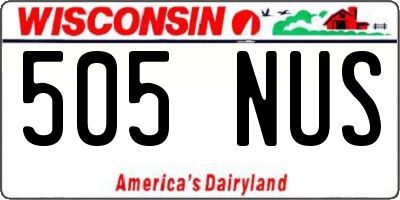 WI license plate 505NUS