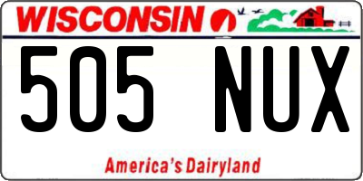 WI license plate 505NUX