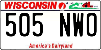 WI license plate 505NWO