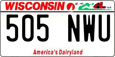 WI license plate 505NWU