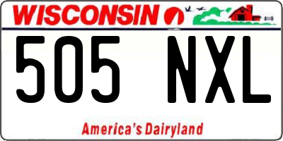 WI license plate 505NXL