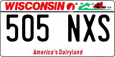 WI license plate 505NXS
