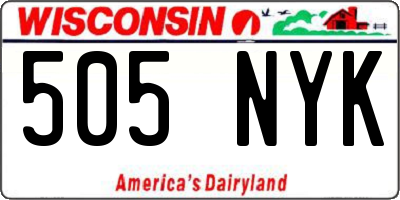 WI license plate 505NYK