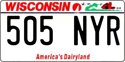 WI license plate 505NYR