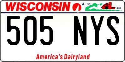 WI license plate 505NYS
