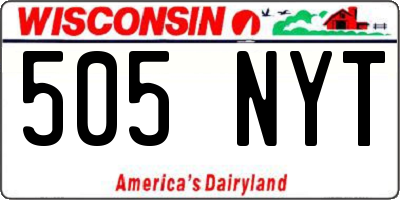 WI license plate 505NYT