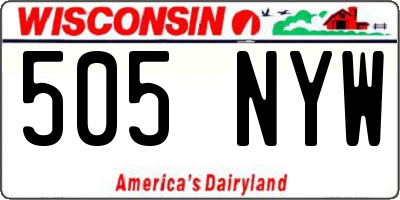 WI license plate 505NYW