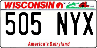 WI license plate 505NYX