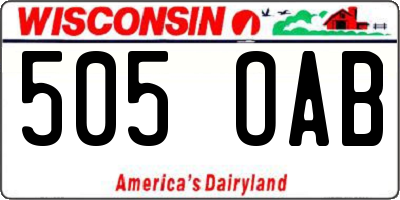WI license plate 505OAB