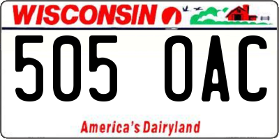 WI license plate 505OAC