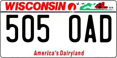 WI license plate 505OAD