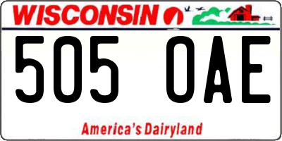 WI license plate 505OAE