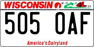 WI license plate 505OAF
