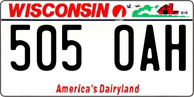 WI license plate 505OAH