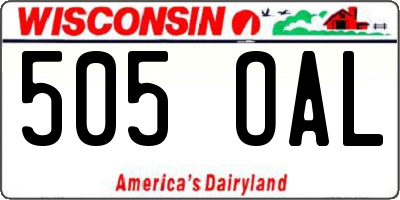 WI license plate 505OAL