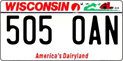 WI license plate 505OAN
