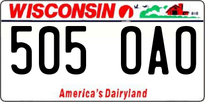 WI license plate 505OAO
