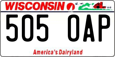WI license plate 505OAP
