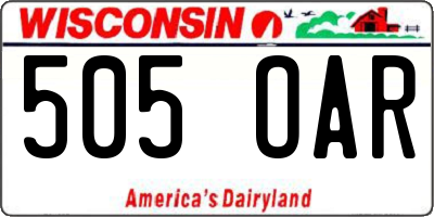 WI license plate 505OAR