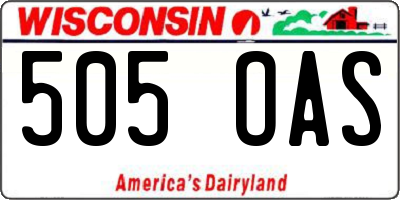 WI license plate 505OAS