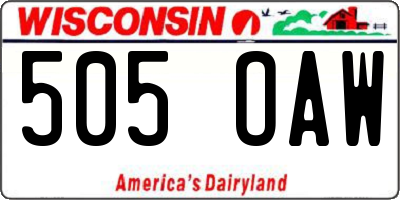 WI license plate 505OAW