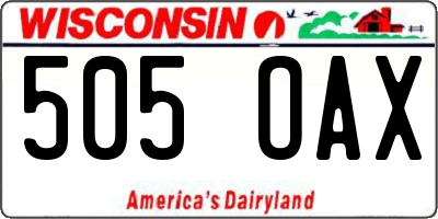WI license plate 505OAX