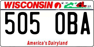 WI license plate 505OBA