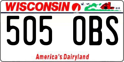 WI license plate 505OBS